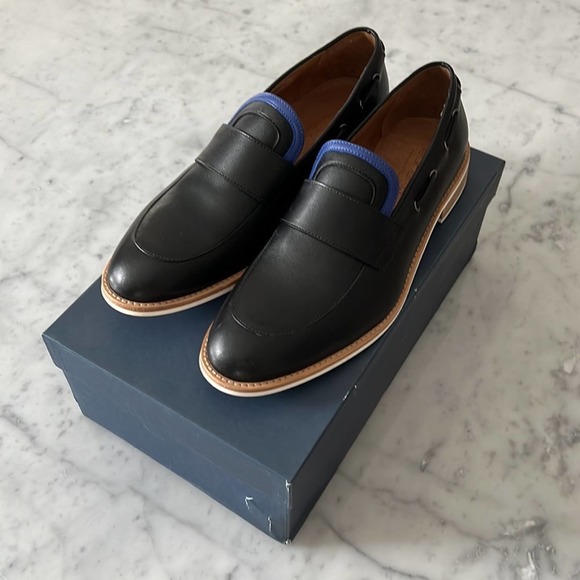 NEW Filipe Sousa Collection Eureka Leather Loafers Boat Shoes Blue and Black 41 - Picture 10 of 11